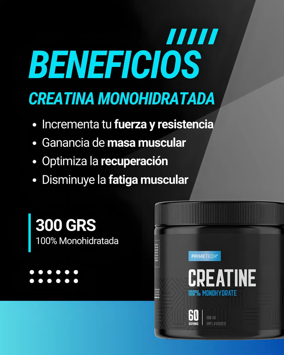 Creatina Monohidrato Primetech 300g Sin Sabor